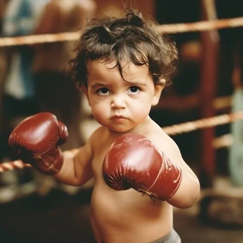 Ai generated boy boxing.