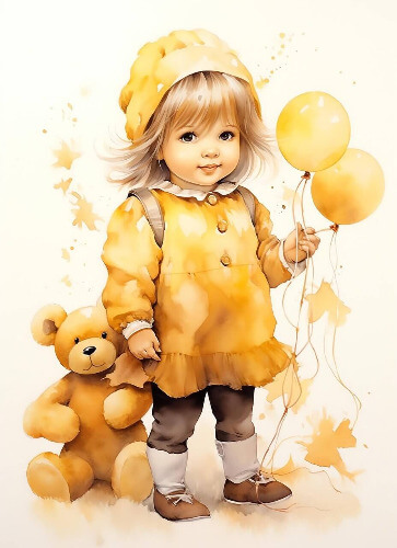Ai generated girl holding balloons. 