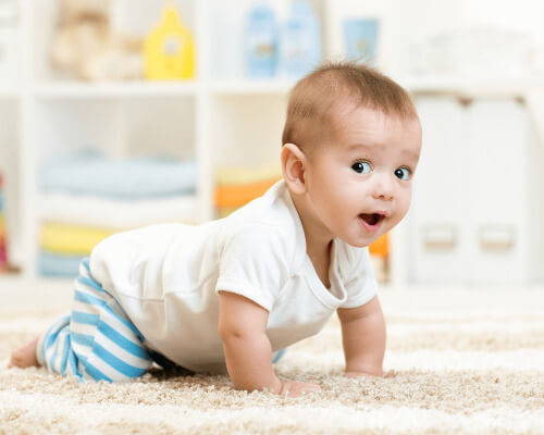 Baby boy crawling. 