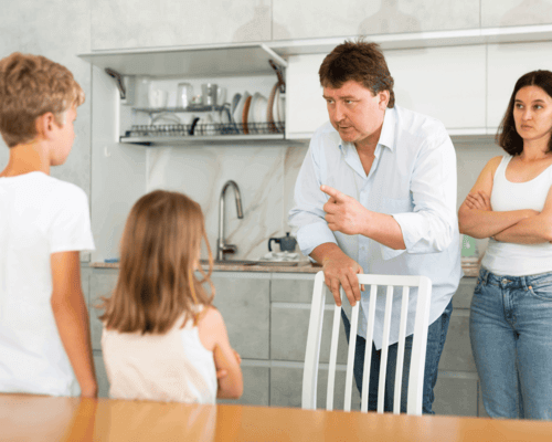Dad disciplining kids