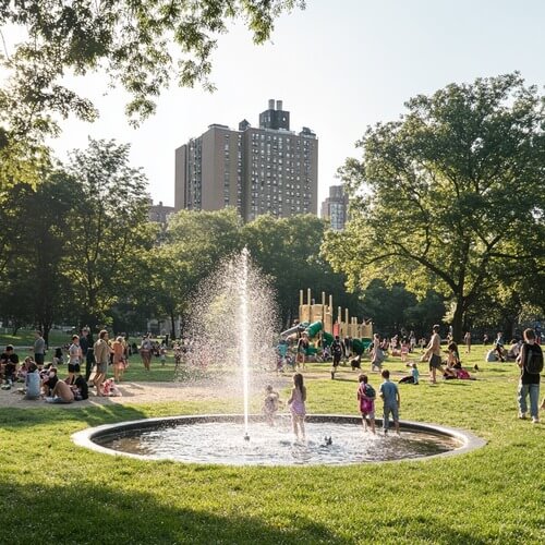 Families enjoying the park
