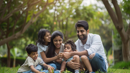 Family outdoor together.