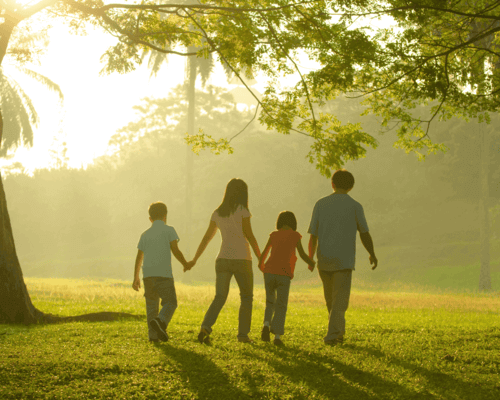 Family out for a walk.