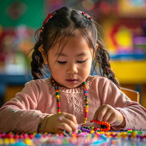 Girl doing crafts.