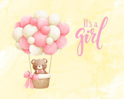 It's a girl poster and balloons It's a girl poster and balloons