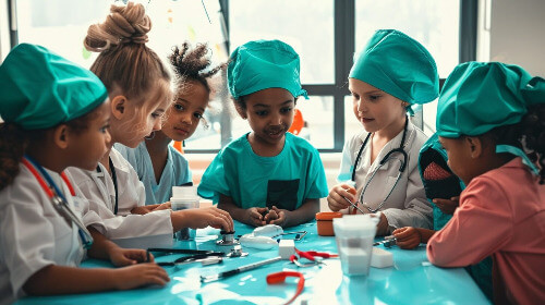 Kids playing pretend doctor.