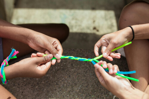 Making a friendship bracelet