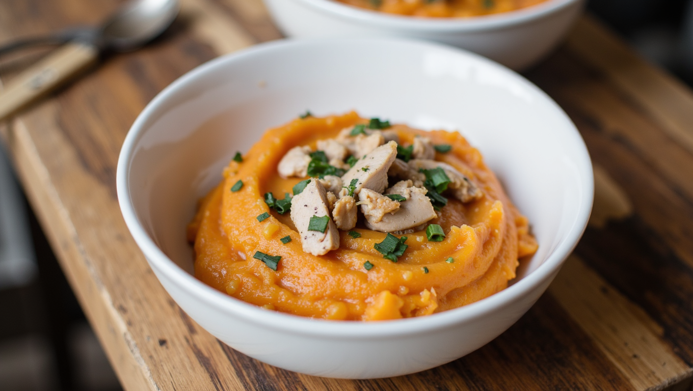 Mashed Sweet Potato and Turkey Bowl Mashed Sweet Potato and Turkey Bowl
