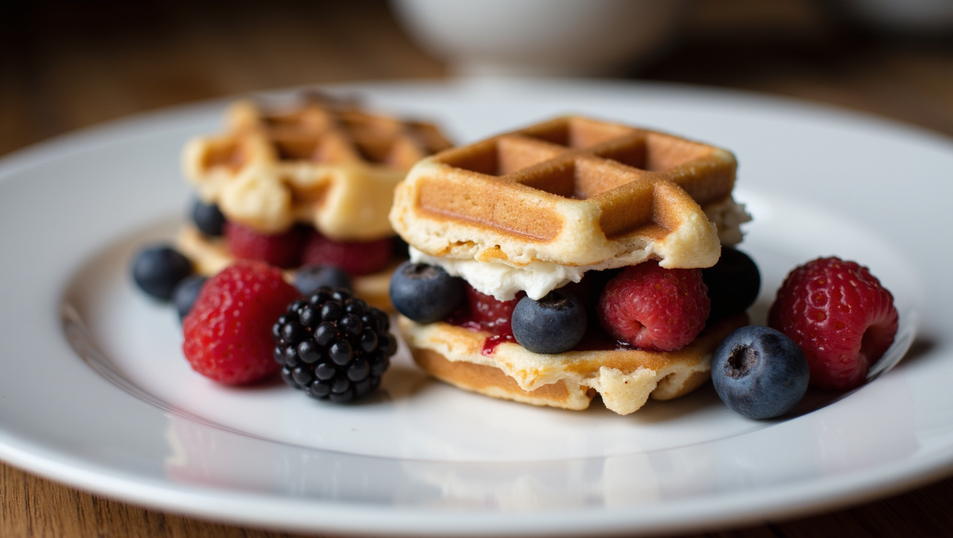 Mini Waffle Sandwich with Fresh Fruit Mini Waffle Sandwich with Fresh Fruit