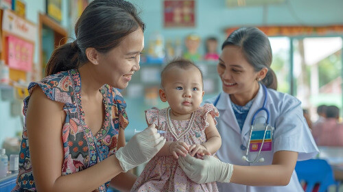 Mom and baby at dr.
