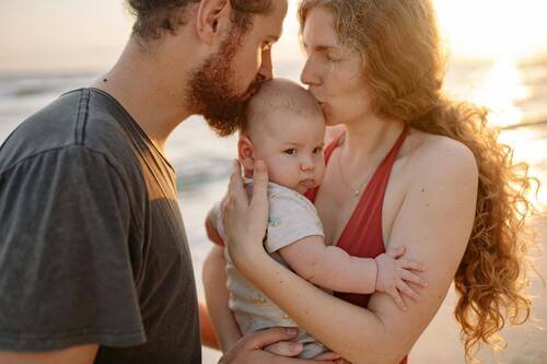 What are Parental Rights - Mom and dad kissing baby on head. 