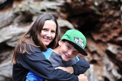 Mom and older child.