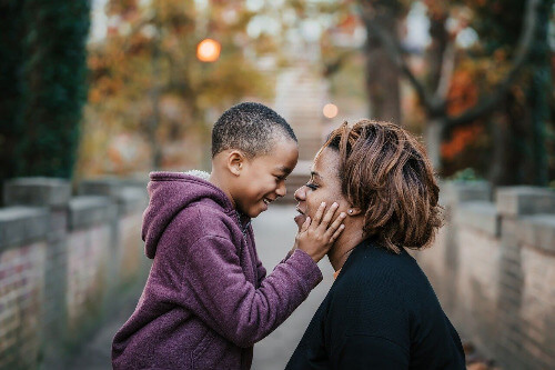 Mom with son. 