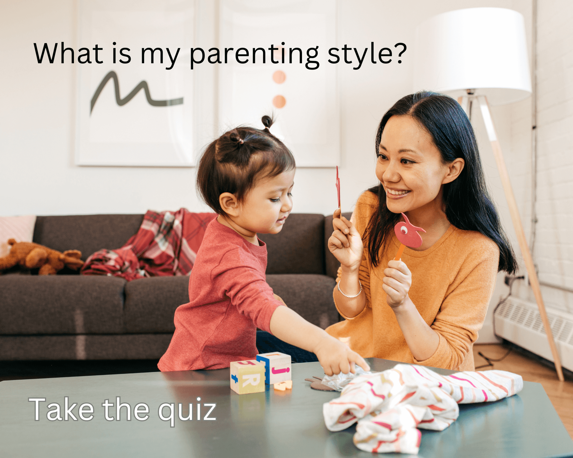 Mom playing blocks with child. For What is my parenting style?