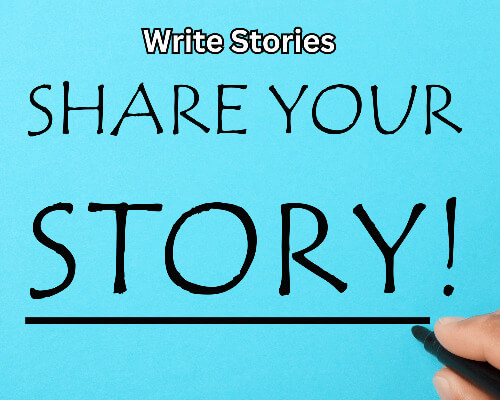 Share Our Story sign