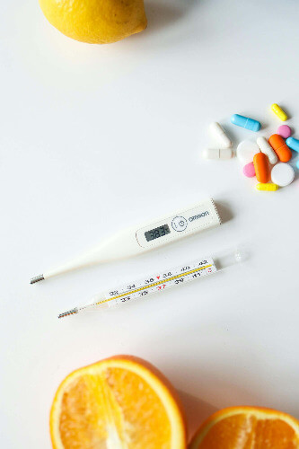Themometer and meds.