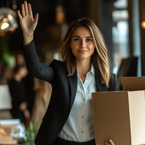 Woman waving. 