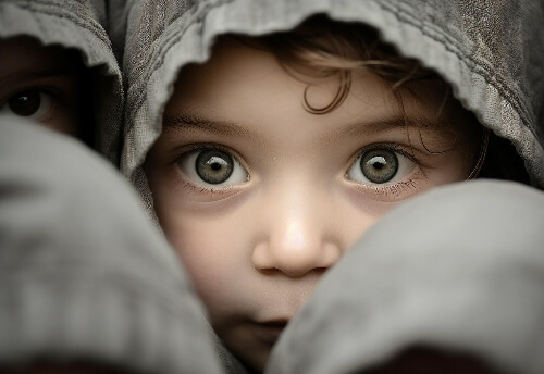 Ai generated toddersittingwith knees up to face