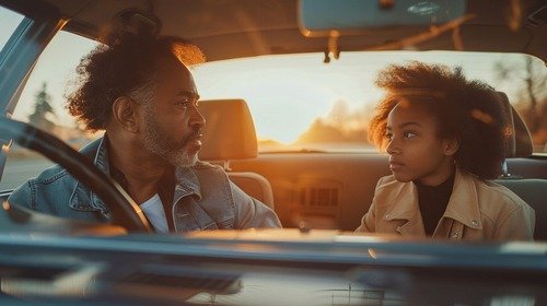 Dad talking to daughter. Dad talking to daughter.