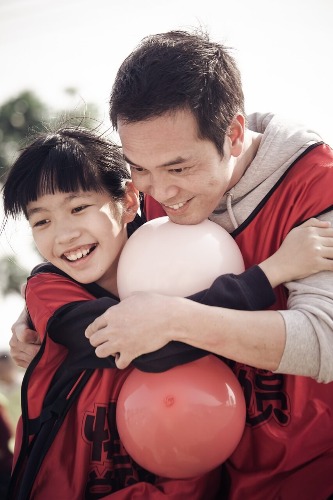 Father and son clinginess.