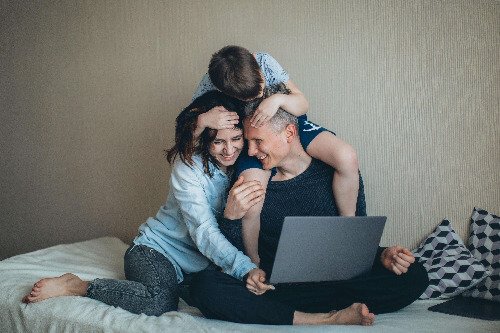 Mom dad and boy fairy tale. 