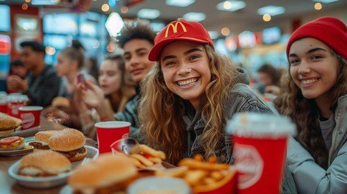 teens eating at McDonald's